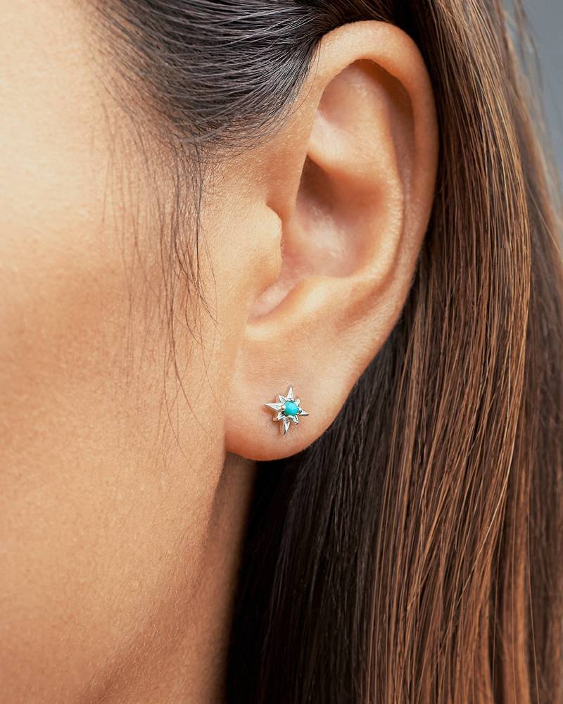 Boho Starburst Ohrstecker - Echter Türkis Zierlicher Second Hole Schmuck Std049Trq von Lunaijewelry