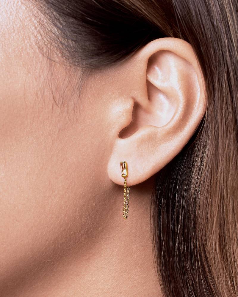 Cz Huggie Kettenohrringe - Sterlingsilber Mit Gold Oder Rosevergoldung von Lunaijewelry