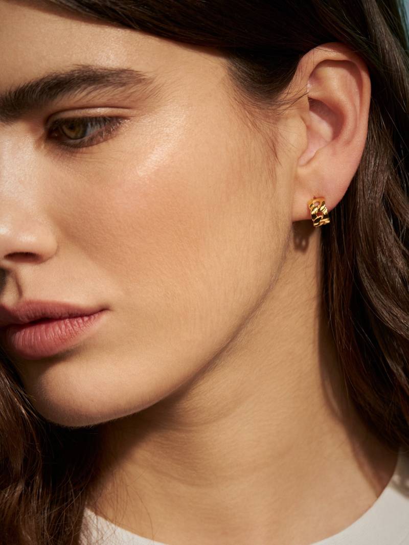 Kleine Gold Creolen Texturiertes 24K Vergoldetes Sterling Silber von Lunaijewelry