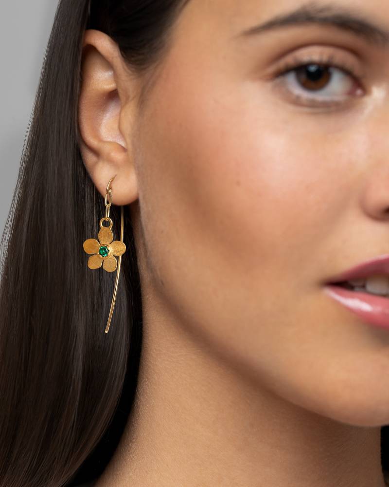 sterling Silber Ohrringe Blumen Charm, Edelstein Tropfen - Dge033 von Lunaijewelry