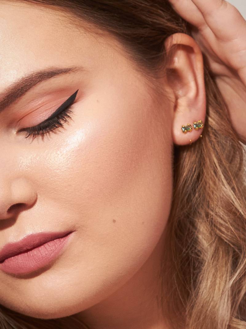 Turmalin Hug Creolen - Zierliche Silber Ohrmanschette Rosegold Ohrringe Ear145Ltr von Lunaijewelry