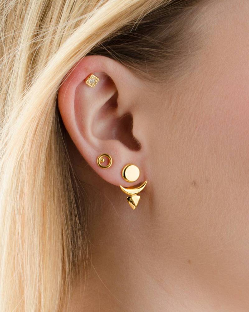 sterling Silber Ohrringe Vorne Hinten Moderne Jacke Ohrstecker - Celestial Ejk006 von Lunaijewelry