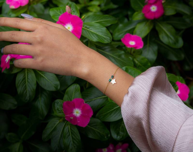 Neptun Petrol Stern Bettelarmband - Layering Kette Himmlisch Minimalistisch 90 Anime Inspiriert Magical Girl Kawaii von LunamisAura