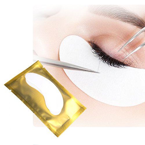 50 Paar Augenpads für Wimpernverlängerung Fusselfrei Augen Gel Patch Hydrogel Augenpads Profi Lint Free Eye Gel Patch for Eyelash Extensions Augenwimper (Gold) von Lunamoon