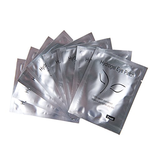 50 Paar Augenpads für Wimpernverlängerung Fusselfrei Augen Gel Patch Hydrogel Augenpads Profi Lint Free Eye Gel Patch for Eyelash Extensions Augenwimper (Silbernes Mädchen) von Lunamoon