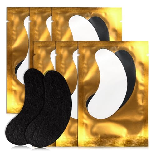 Lunamoon 100Paar Augenpads für Wimpernverlängerung Wimpern Pads Wimpernverlängerung Pad Wimpernlifting Pad Eye Gel Patch for Eyelash Extensions Eyelash Pads (BLACK GOLD100) von Lunamoon