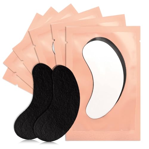 Lunamoon Augenpads für Wimpernverlängerung Wimpern Pads UV Wimpernverlängerung Pad Wimpernlifting Eye Gel Patch for Eyelash Extensions 50Paar (BLACK PINK) von Lunamoon