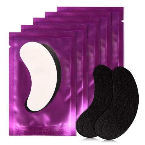 Lunamoon Augenpads für Wimpernverlängerung Wimpern Pads UV Wimpernverlängerung Pad Wimpernlifting Eye Gel Patch for Eyelash Extensions 50Paar (BLACK PURPLE) von Lunamoon