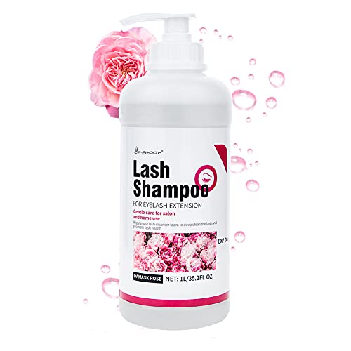 Lunamoon Wimpern Shampoo für Wimpernverlängerung 1L Wimpernschaum Cleanser Shampoo Eyelash Wimpern Augenlid Schaumreiniger Wimpernschaum Wimpernreiniger Augen Make-Up Entferner Wimpernpflege (Rose 1L) von Lunamoon