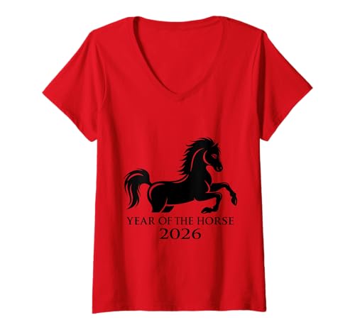 Damen Chinesisches Sternzeichen 2026 Horoskop Jahr des Pferdes T-Shirt mit V-Ausschnitt Damen Chinesisches Sternzeichen 2026 Horoskop Jahr des Pferdes T-Shirt mit V-Ausschnitt von Lunar 2026 Designs Men Women