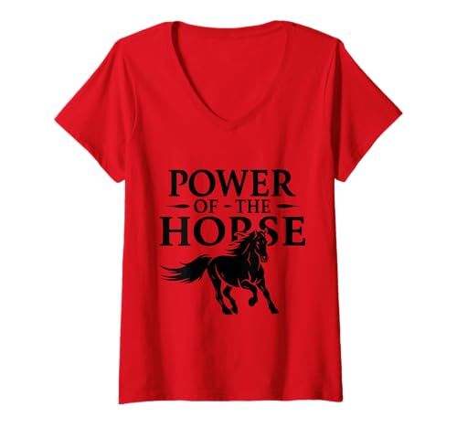 Damen Power of The Horse Frohes Neues Mondjahr Chinesisch 2026 T-Shirt mit V-Ausschnitt Damen Power of The Horse Frohes Neues Mondjahr Chinesisch 2026 T-Shirt mit V-Ausschnitt von Lunar Chinese TShirts Men Women