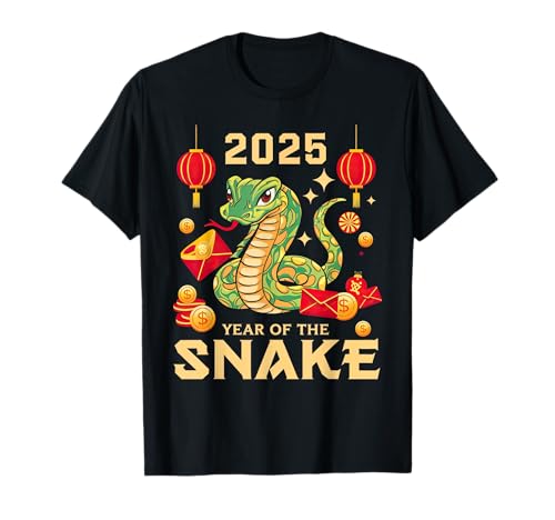 Lunar New Year Store Chinese New Year Store - Chinese New Year 2025 Snake T-Shirt für Erwachsene und Kinder, Unisex, Schwarz, S, Klassisch, V-Ausschnitt, Polyester 100% Lunar New Year Store Chinese New Year Store - Chinese New Year 2025 Snake T-Shirt für Erwachsene und Kinder, Unisex, Schwarz, S, Klassisch, V-Ausschnitt, Polyester 100% von Lunar New Year store Chinese New Year Store