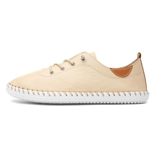 Lunar - Damen Leinenschuhe St Ives, Leder (38 EU) (Beige/Weiß) von Lunar