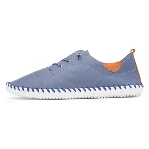 Lunar - Damen Leinenschuhe St Ives, Leder (38 EU) (Mittelblau) von Lunar
