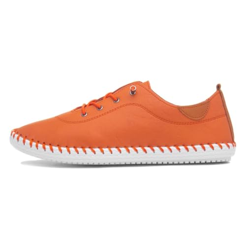 Lunar - Damen Leinenschuhe St Ives, Leder (38 EU) (Orange/Weiß) von Lunar
