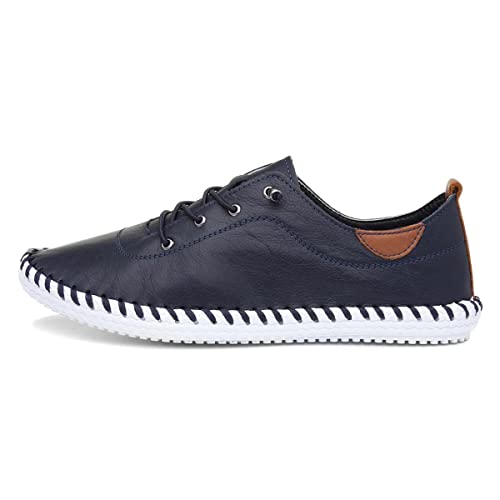 Lunar - Damen Leinenschuhe St Ives, Leder (39 EU) (Marineblau) von Lunar