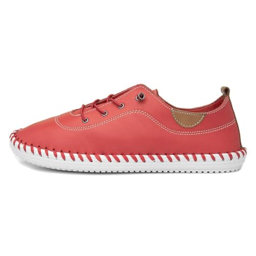 Lunar - Damen Leinenschuhe St Ives, Leder (39 EU) (Rot) von Lunar