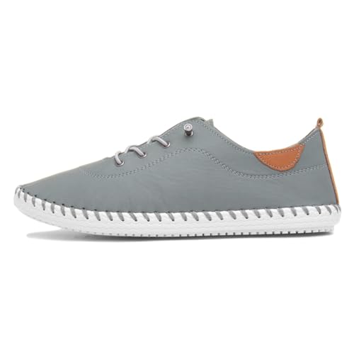 Lunar - Damen Leinenschuhe St Ives, Leder (40 EU) (Grau) von Lunar