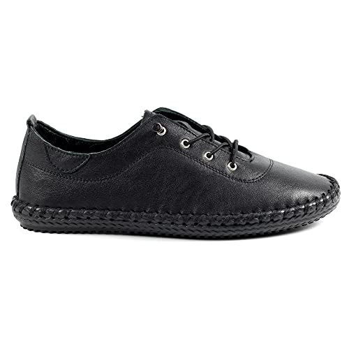 Lunar - Damen Leinenschuhe St Ives, Leder (40 EU) (Schwarz) von Lunar