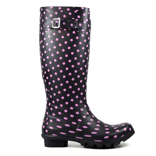 Lunar Women's Spot Welly Blue/Pink Wellingtons Boots ELW003 7 UK, 40 EU von Lunar