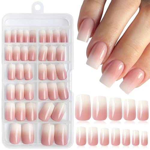 LunarCharm 144 Stück Ombre Square Press on Nails Medium Fake Nail, Square Ombre Medium Falsche Acrylnägel Damen Künstliche Fingernägel Falsche Nägel von LunarCharm