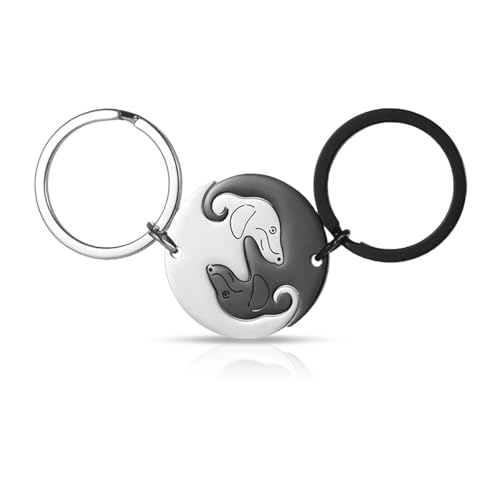 LunarCharm Dackel Schlüsselanhänger Partner Dackel Paare Pärchen Paar Geschenke für Beide Edelstahl Dackel Couple Keychain Beste Freundin Freundschaft Geschenke von LunarCharm
