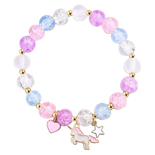 LunarCharm Einhorn Armband Kinderarmband Armbänder mit Verstellbarem Mädchen Einhorn Elastisch Perlenarmband Kinderarmband mit Bunt Perlen Geburtstag Geschenk von LunarCharm