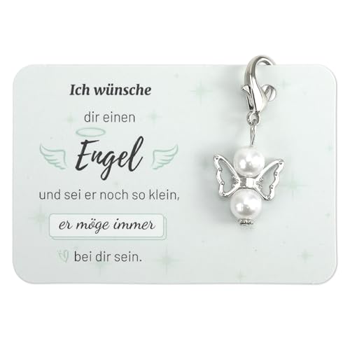 LunarCharm Engel Anhänger Glücksbringer Schutzengel Mit Organzabeutel Schlüsselanhänger Abschiedsgeschenk Kollegen Weihnachten Geschenke Taufe Hochzeit Gastgeschenke von LunarCharm