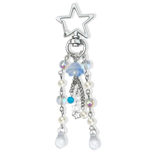 LunarCharm Y2K Ästhetische Stern Zubehör Qualle Schlüsselanhänger Niedlicher Schlüsselanhänger für Mädchen Frauen Taschenanhänger Anhänger y2k accessoires, Hellblau von LunarCharm
