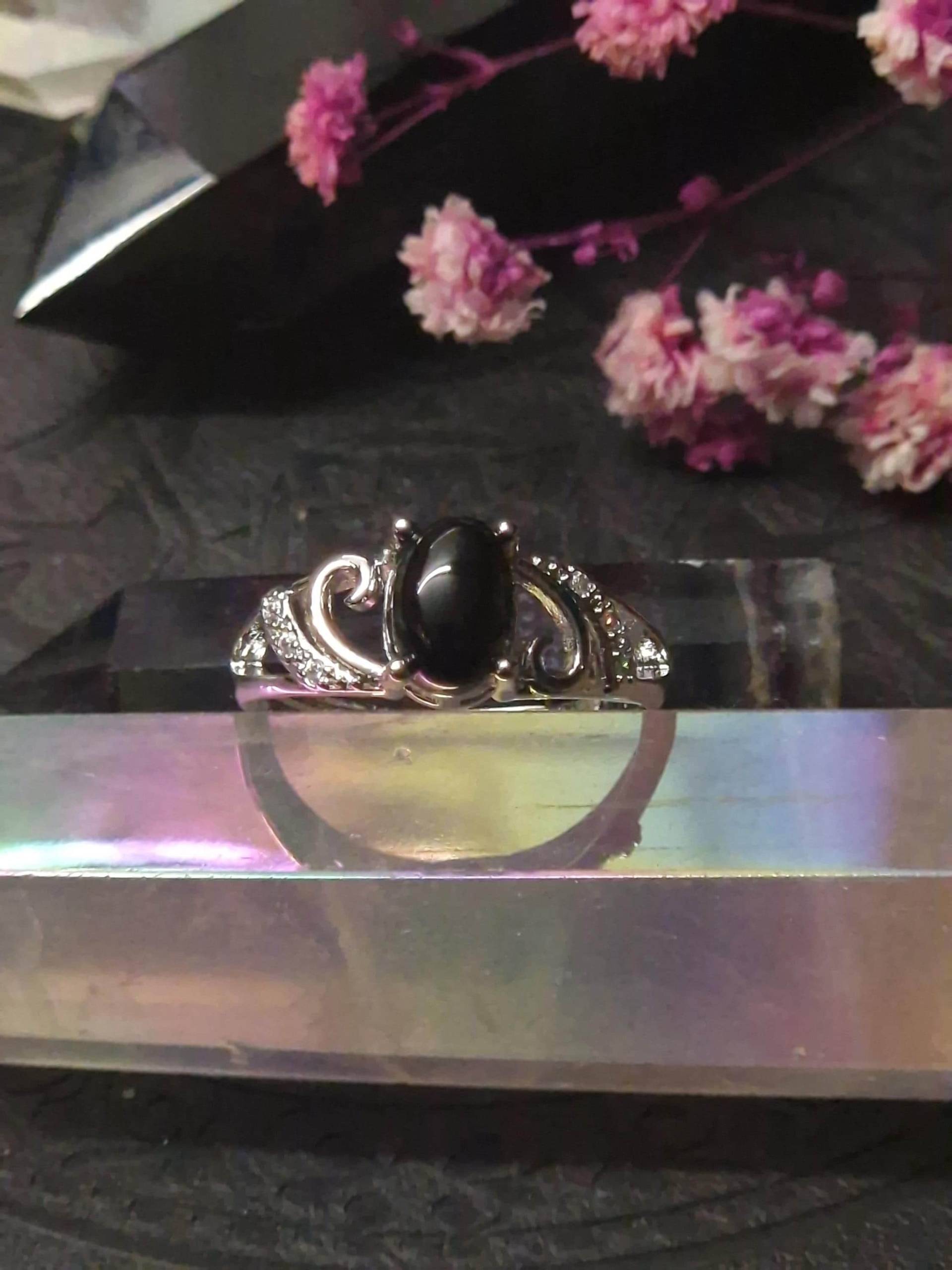 Schwarzer Achat Ring Silber Schwarzer Achat Ring Silber von LunariaNoctis