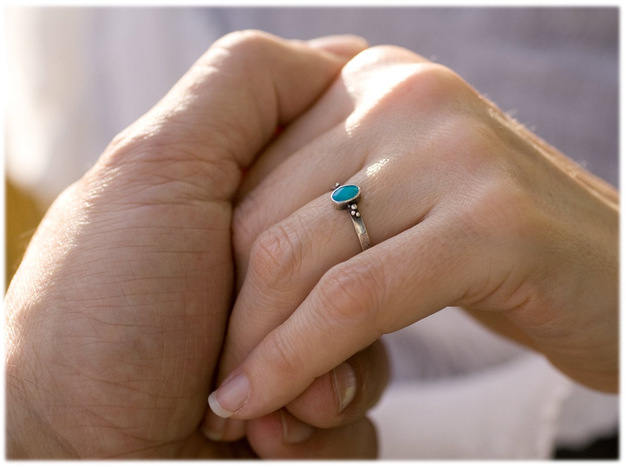 Gehämmerter Sterling Silber Türkis Ring Dezember Geburtsstein von LunarisJewels