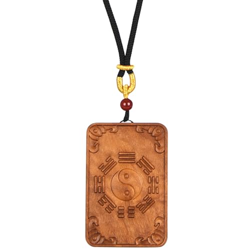 Lunarthos Halskette mit Bagua-Anhänger aus natürlichem Holz, verstellbare Länge, einzigartiges handgeschnitztes Design, ideal für den täglichen Gebrauch Lunarthos Halskette mit Bagua-Anhänger aus natürlichem Holz, verstellbare Länge, einzigartiges handgeschnitztes Design, ideal für den täglichen Gebrauch von Lunarthos