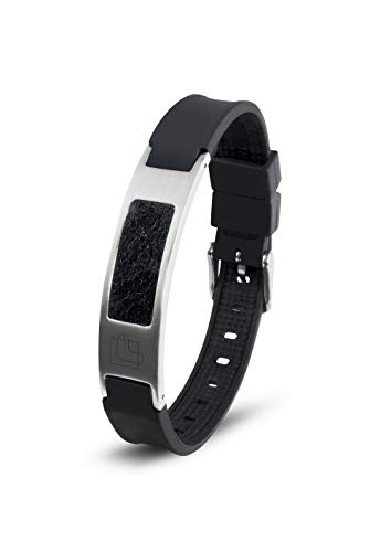 Lunavit Magnetschmuck Aroma Armband aus Silikon und Edelstahl für Damen und Herren, schwarzes sportliches Powerarmband, längenverstellbar von Lunavit