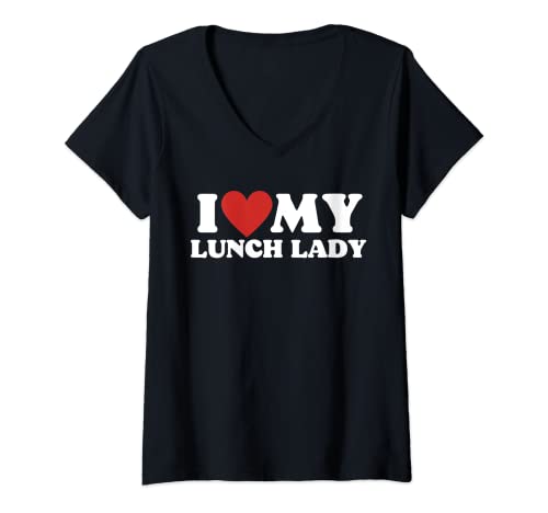 Damen I Love My Lunch Lady Shirt I Heart Cafeteria Squad T-Shirt mit V-Ausschnitt Damen I Love My Lunch Lady Shirt I Heart Cafeteria Squad T-Shirt mit V-Ausschnitt von Lunch Ladies Rock Lunch Lady Squad Family Matching