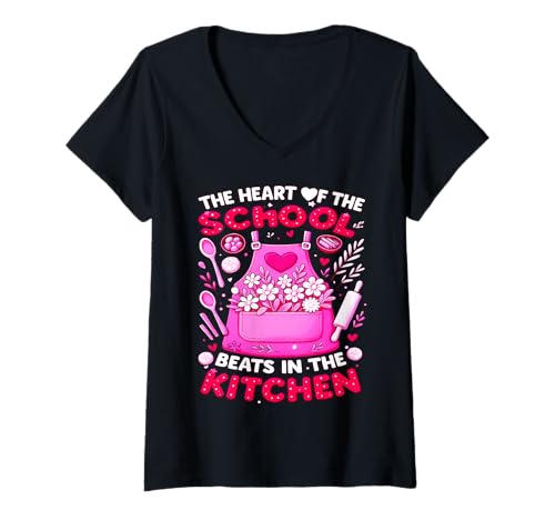 Damen Proud Lunch Lady - Kitchen Heart of The School T-Shirt mit V-Ausschnitt Damen Proud Lunch Lady - Kitchen Heart of The School T-Shirt mit V-Ausschnitt von Lunch Lady Appreciation – Kitchen School Art