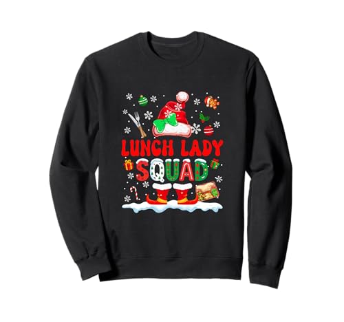 Lunch Lady Squad Frauen Job Weihnachten Weihnachtsmann Kostüm Fliege Sweatshirt von Lunch Lady Christmas Costume