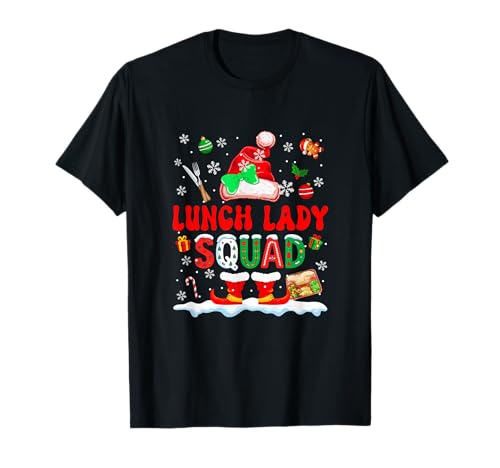 Lunch Lady Squad Frauen Job Weihnachten Weihnachtsmann Kostüm Fliege T-Shirt von Lunch Lady Christmas Costume