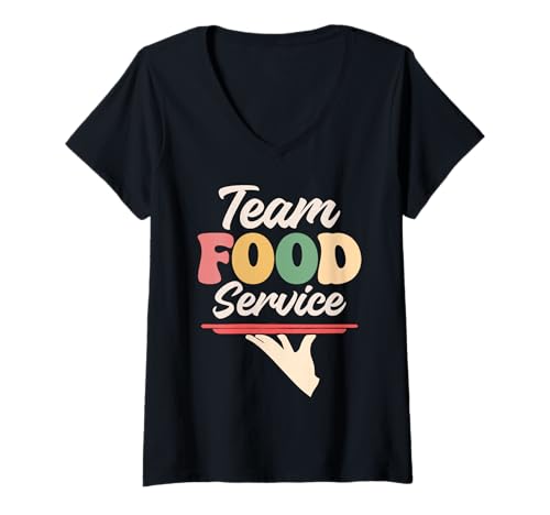 Damen Team Foodservice Mittagessen Dame Foodservice-Mitarbeiterin T-Shirt mit V-Ausschnitt Damen Team Foodservice Mittagessen Dame Foodservice-Mitarbeiterin T-Shirt mit V-Ausschnitt von Lunch Lady Food Service Worker Team School
