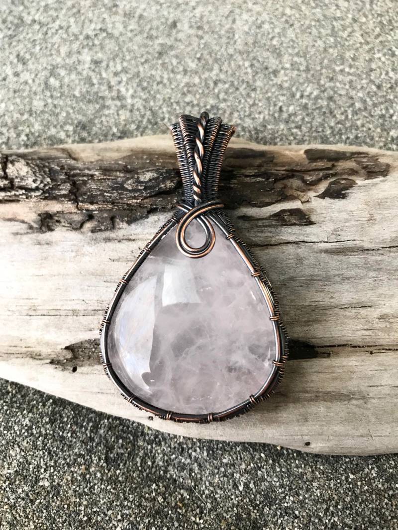 Rosenquarz Anhänger - Antik Kupfer Halskette Selbstgemachten Schmuck Rosenquarz Anhänger - Antik Kupfer Halskette Selbstgemachten Schmuck von LundgreenDesigns