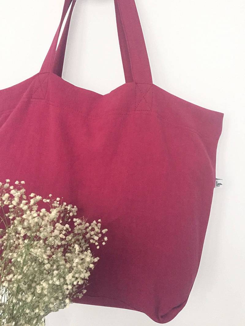 Bettwäsche, Rosa Tote Gewaschen, Geschenk Weihnachten Frau, Cabas Für Sie, Grosser Shopper, Tasche Boho Einkaufstasche Stein Gewaschen von LundiMardiConfection