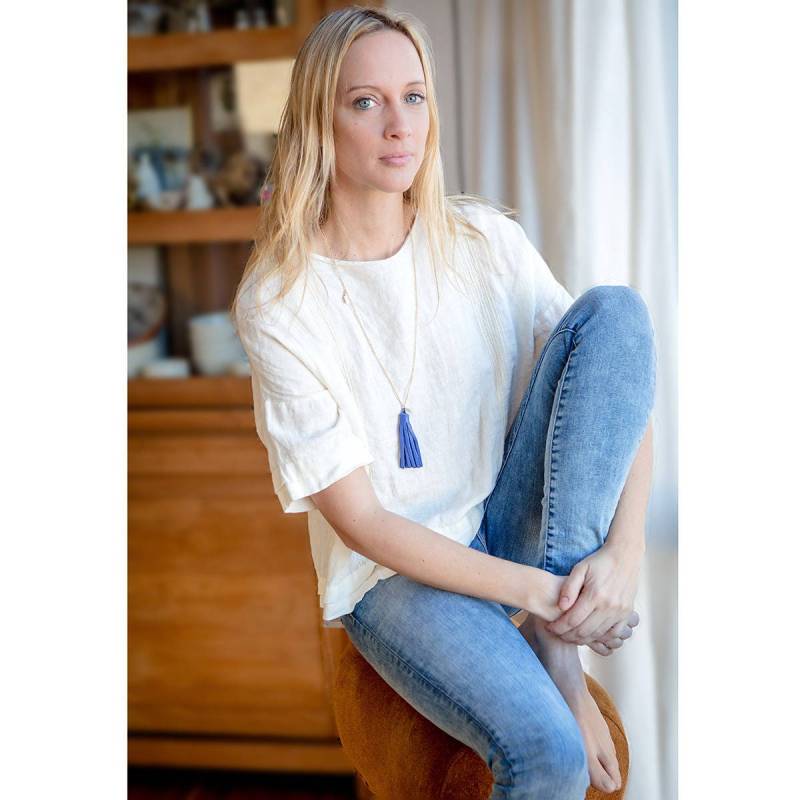 Geschenk Weihnachten Frau, Juwel Für Ihr Leder Halskette Quaste, Blaues Leder, Zum Valentinstag von LundiMardiConfection