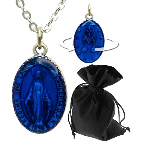 Lunexus Maria Kette - Gesegneter Jungfrau Maria Anhänger - Wundertätige Medaille - Marienanhänger - Heilige Madonna Kette - Christlicher Schmuck - Kreuzkette Damen - Virgo Halskette von Lunexus