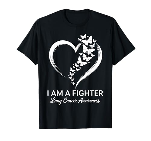 Schmetterling Herz I Am A Fighter Lungenkrebs Bewusstsein Frauen T-Shirt Schmetterling Herz I Am A Fighter Lungenkrebs Bewusstsein Frauen T-Shirt von Lung Cancer Awareness Month For Women Apparel