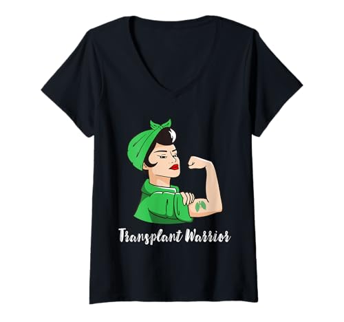 Damen Transplantation Krieger Organspender Bewusstsein Lungentransplantation T-Shirt mit V-Ausschnitt Damen Transplantation Krieger Organspender Bewusstsein Lungentransplantation T-Shirt mit V-Ausschnitt von Lung Organ Transplant Surgery Awareness