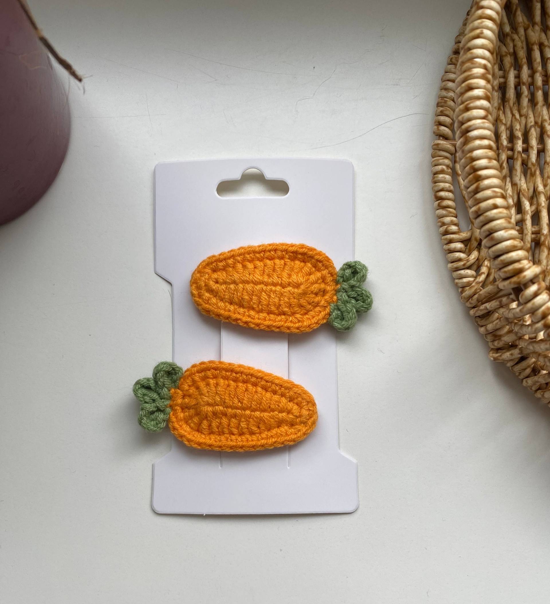 2x Karotten Haarspangen Gehäkelt Handmade Carrot Havuc Örgü Toka Kita Schulanfang Hase von LuniaBoutique23