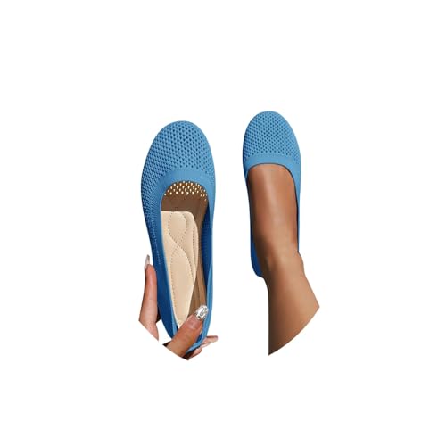 Ballerinas Damen Slip On Strick Schuhe Mittelalter Mokassins Sommerschuhe Gymnastikschuhe Sneaker Elegant Loafer Tanzschuhe Mesh Stoffschuhe Geschlossene Halbschuhe von Lunovrans