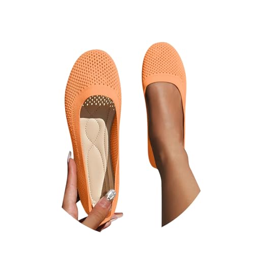 Ballerinas Damen Slip On Strick Schuhe Mittelalter Mokassins Sommerschuhe Gymnastikschuhe Sneaker Elegant Loafer Tanzschuhe Mesh Stoffschuhe Geschlossene Halbschuhe von Lunovrans