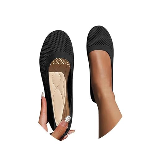 Lunovrans Ballerinas Damen Slip On Strick Schuhe Mittelalter Mokassins Sommerschuhe Gymnastikschuhe Sneaker Elegant Loafer Tanzschuhe Mesh Stoffschuhe Geschlossene Halbschuhe von Lunovrans