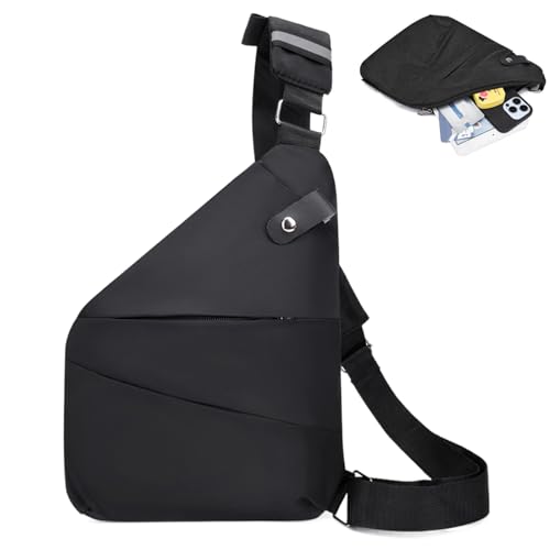 Diebstahlsichere Reisetasche, Diebstahlsichere Tasche 31×23cm, Brusttasche, Anti Diebstahl UmhäNgetasche für MäNner und Frauen Schulterrucksack (Schwarz Rechte Schulter) von Lunyloer