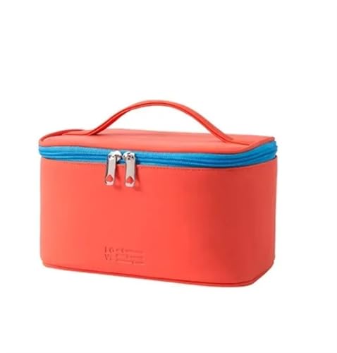 Kosmetiktasche Damen 1Pcs Kosmetische Lagerung Taschen Make-Up Tasche Zipper Reise Veranstalter Make-Up Tasche wasserdichte Kulturbeutel Candy Farbe PU Frauen Hohe kapazität(Red L) von LuoAXINN